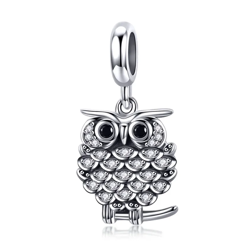 (image for) Pandora Style Silver Bangle Charm, A Budding Owl - SCC949 - Product Image
