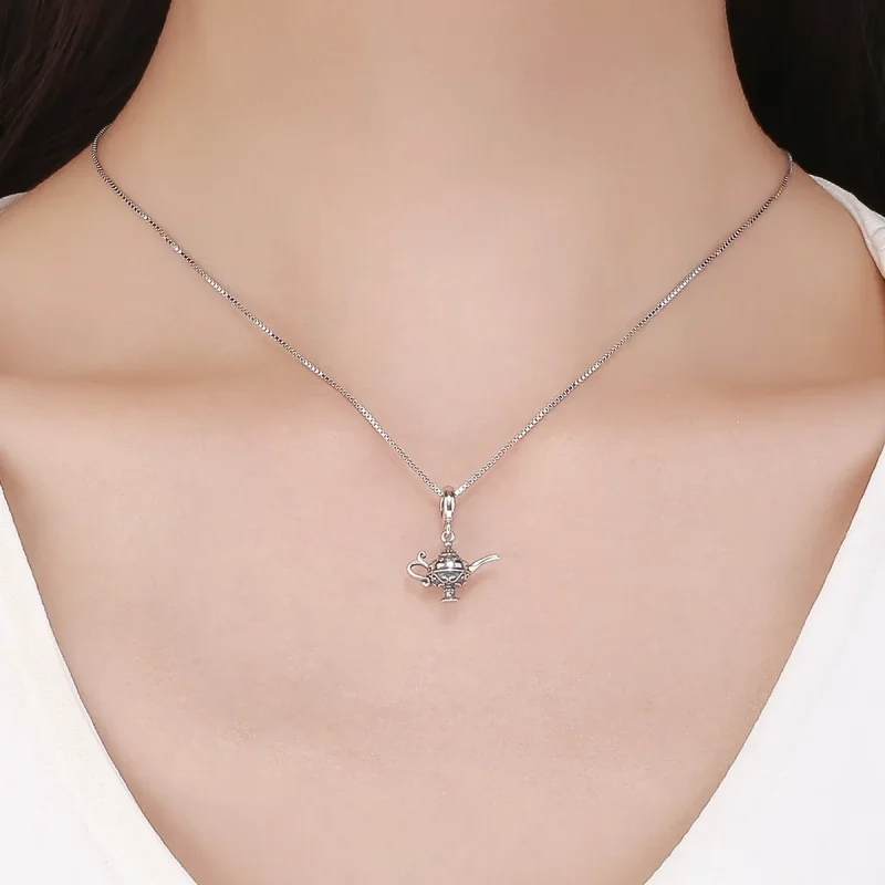 (image for) Pandora Style Silver Bangle Charm, Aladdin's Lamp - SCC703 - View 4