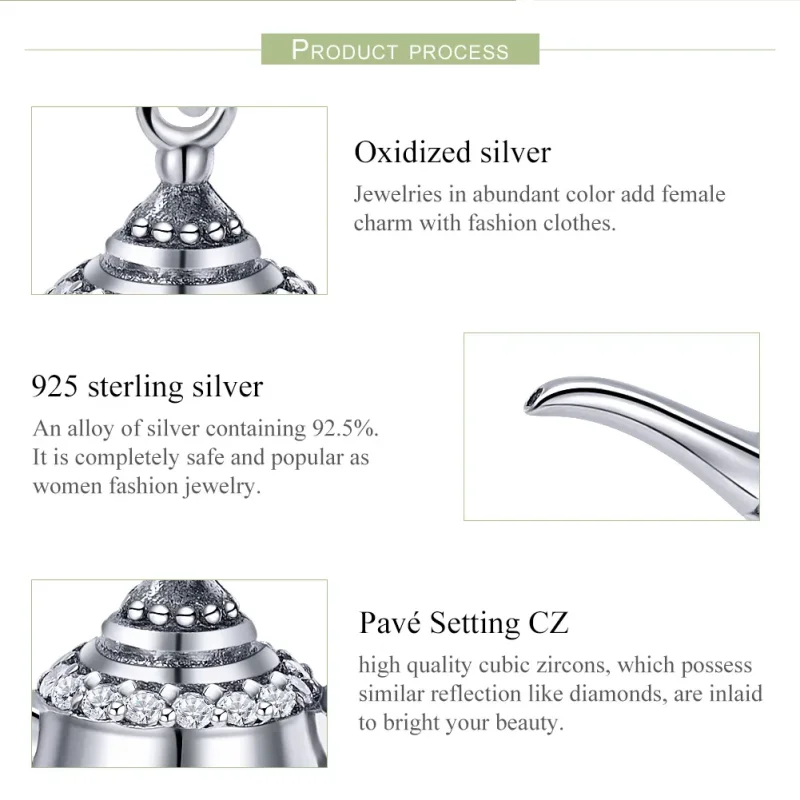 (image for) Pandora Style Silver Bangle Charm, Aladdin's Lamp - SCC703 - View 7