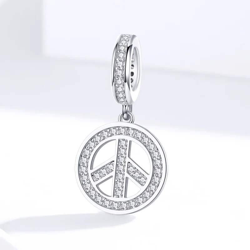 (image for) Pandora Style Silver Bangle Charm, Anti-War - SCC1367 - View 3