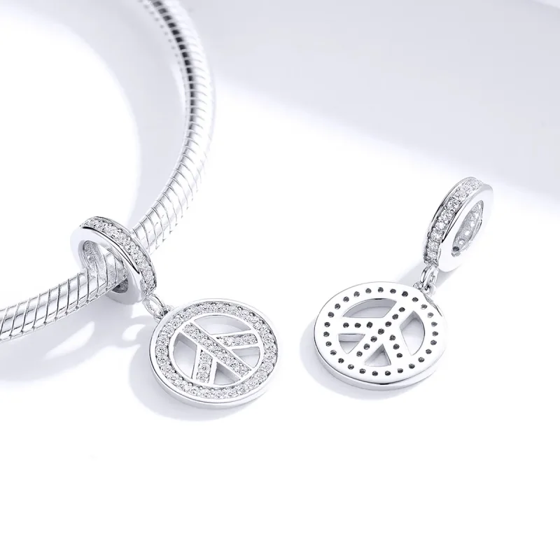 (image for) Pandora Style Silver Bangle Charm, Anti-War - SCC1367 - View 4