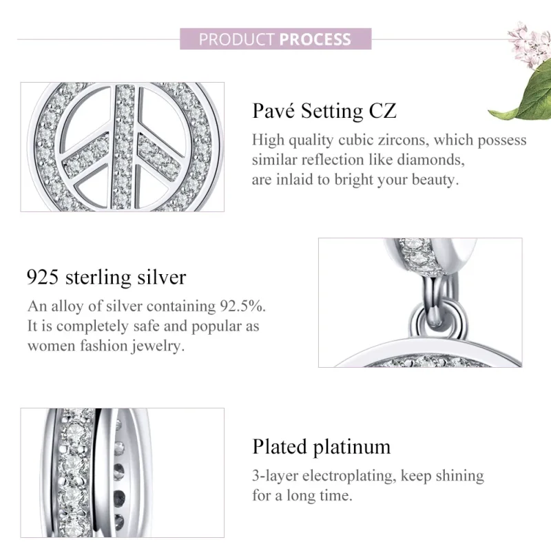 (image for) Pandora Style Silver Bangle Charm, Anti-War - SCC1367 - View 7