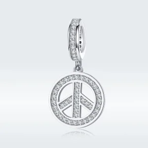 (image for) Pandora Style Silver Bangle Charm, Anti-War - SCC1367