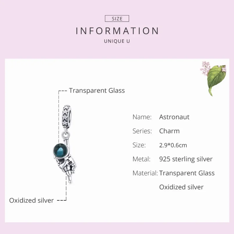 (image for) Pandora Style Silver Bangle Charm, Astronaut - BSC202 - View 7