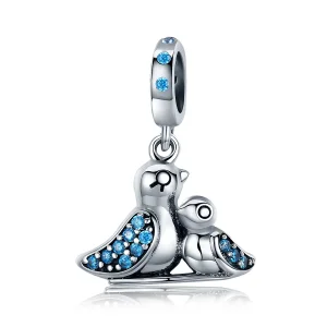 (image for) Pandora Style Silver Bangle Charm, Baby Bird With Mother - SCC426