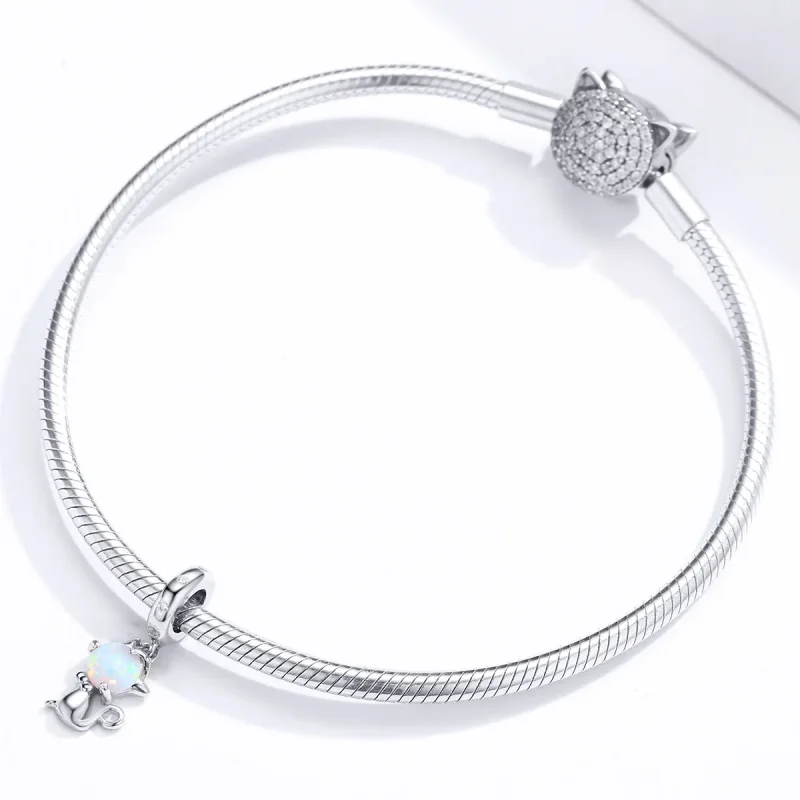 (image for) Pandora Style Silver Bangle Charm, Beloved Kitty - BSC235 - View 3