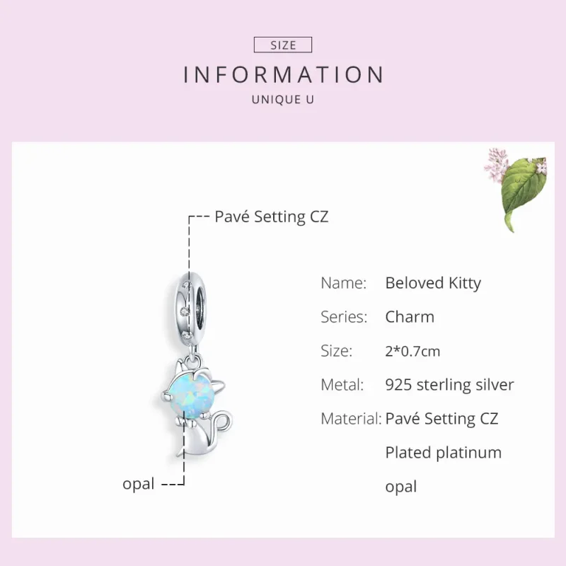 (image for) Pandora Style Silver Bangle Charm, Beloved Kitty - BSC235 - View 7