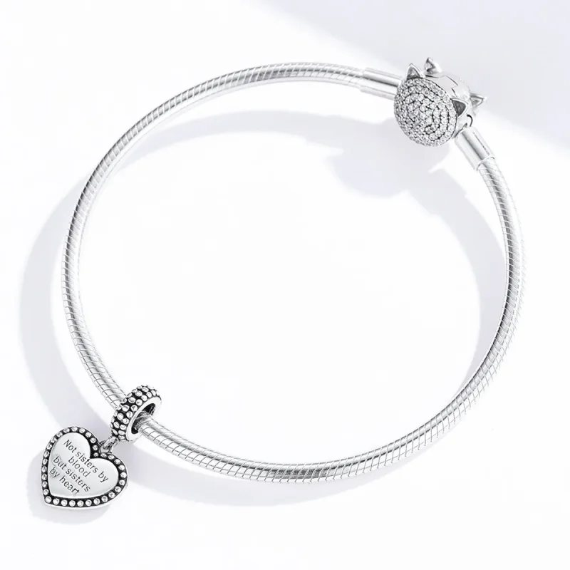 (image for) Pandora Style Silver Bangle Charm, Bestie - SCC1396 - View 3