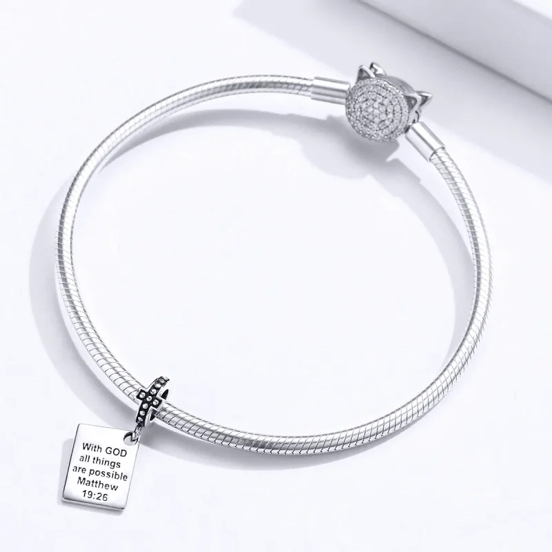 (image for) Pandora Style Silver Bangle Charm, Bible - SCC1424 - View 3