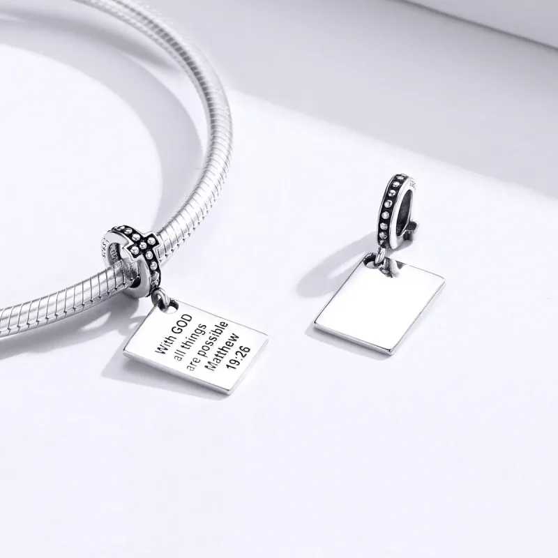 (image for) Pandora Style Silver Bangle Charm, Bible - SCC1424 - View 4