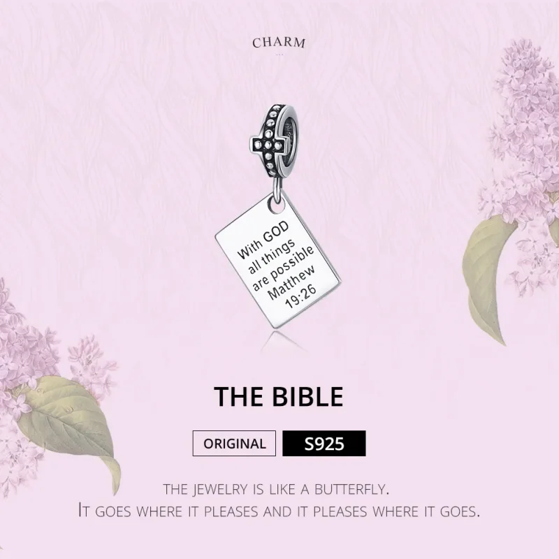 (image for) Pandora Style Silver Bangle Charm, Bible - SCC1424 - View 6