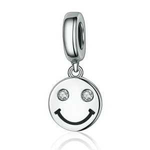 (image for) Pandora Style Silver Bangle Charm, Bicolor Smiley Face - SCC258
