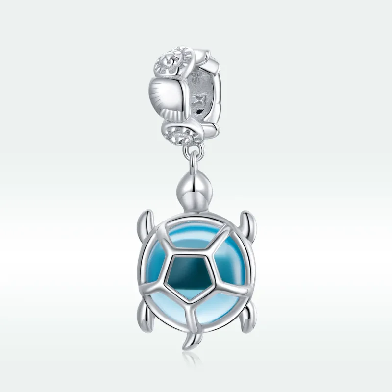 (image for) Pandora Style Silver Bangle Charm, Blue Murano Glass Turtle - SCC1804 - View 5