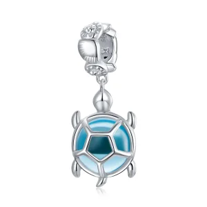 (image for) Pandora Style Silver Bangle Charm, Blue Murano Glass Turtle - SCC1804