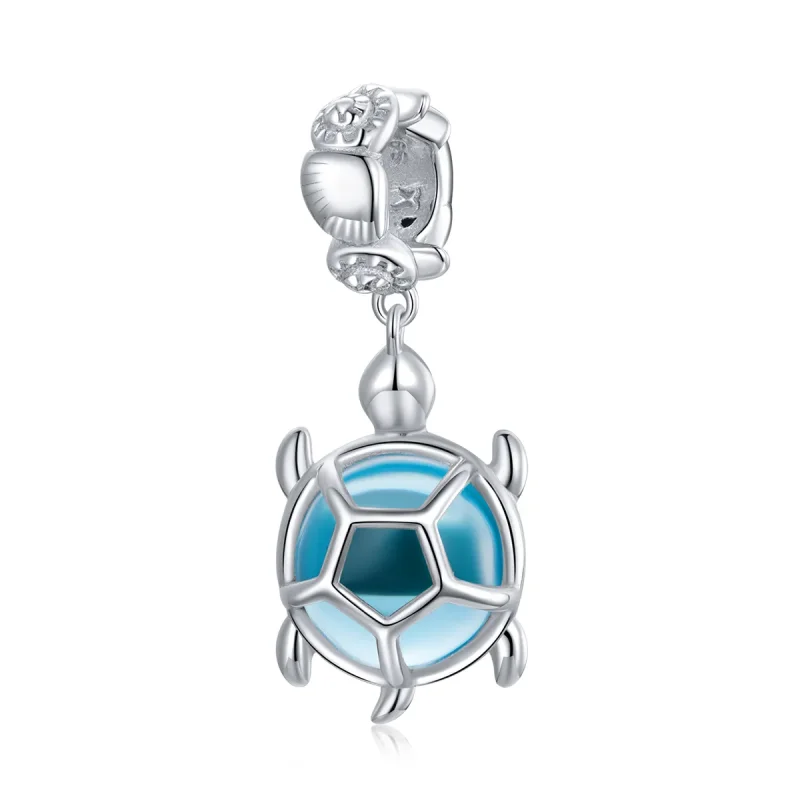 (image for) Pandora Style Silver Bangle Charm, Blue Murano Glass Turtle - SCC1804 - Product Image