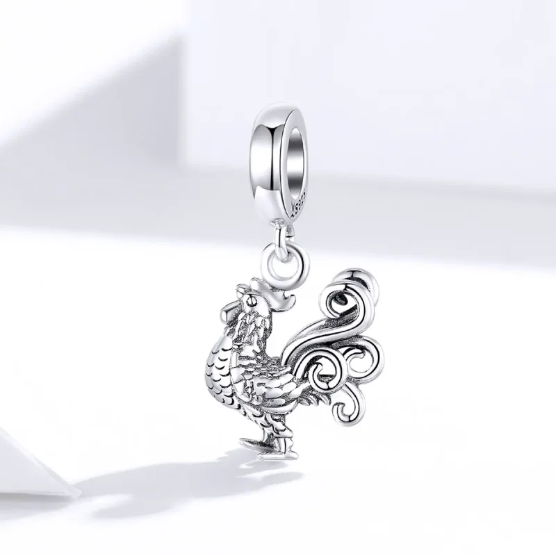 (image for) Pandora Style Silver Bangle Charm, Brave Rooster - SCC1337 - View 2