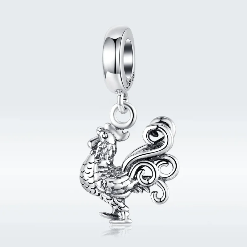 (image for) Pandora Style Silver Bangle Charm, Brave Rooster - SCC1337 - View 5