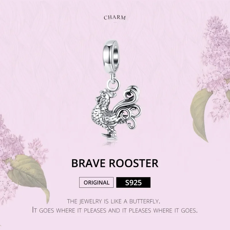 (image for) Pandora Style Silver Bangle Charm, Brave Rooster - SCC1337 - View 6