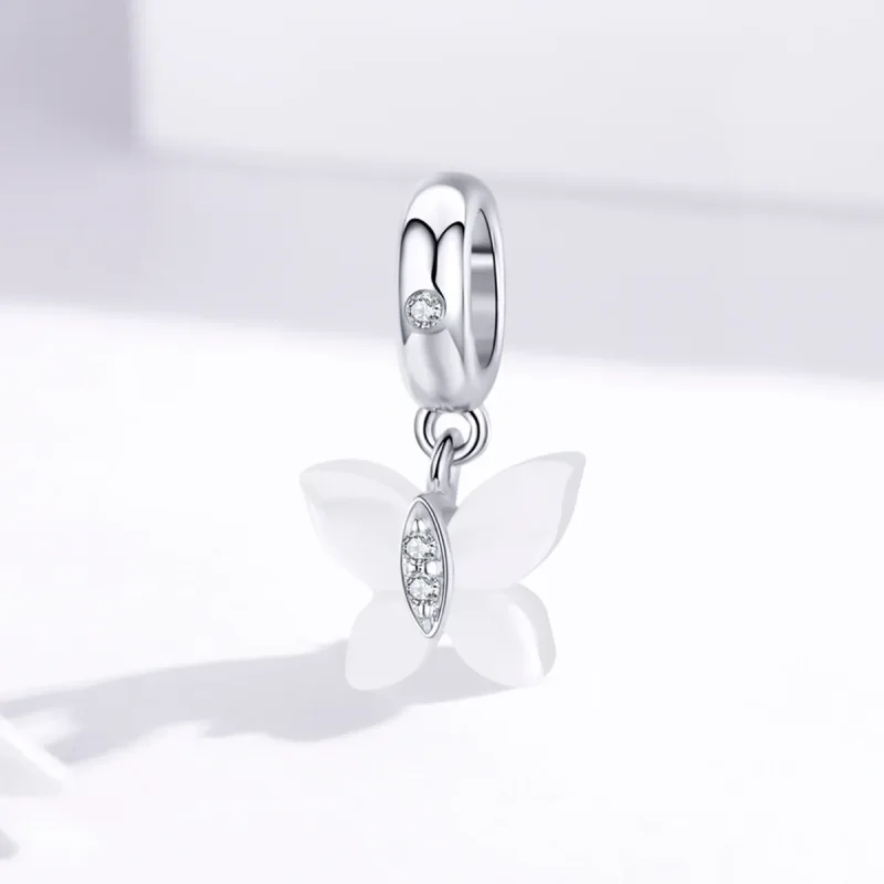 (image for) Pandora Style Silver Bangle Charm, Butterfly - SCC1414 - View 2