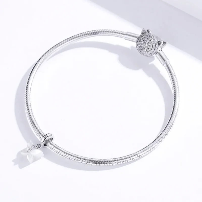 (image for) Pandora Style Silver Bangle Charm, Butterfly - SCC1414 - View 3