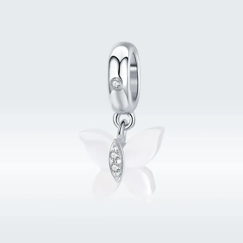 (image for) Pandora Style Silver Bangle Charm, Butterfly - SCC1414 - View 5