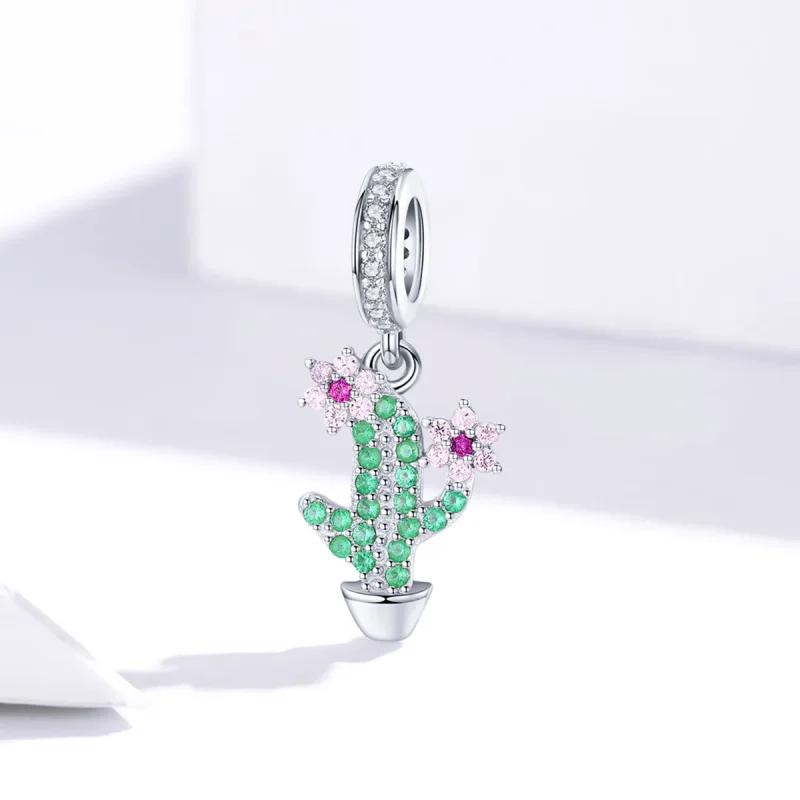 (image for) Pandora Style Silver Bangle Charm, Cactus - BSC121 - View 2