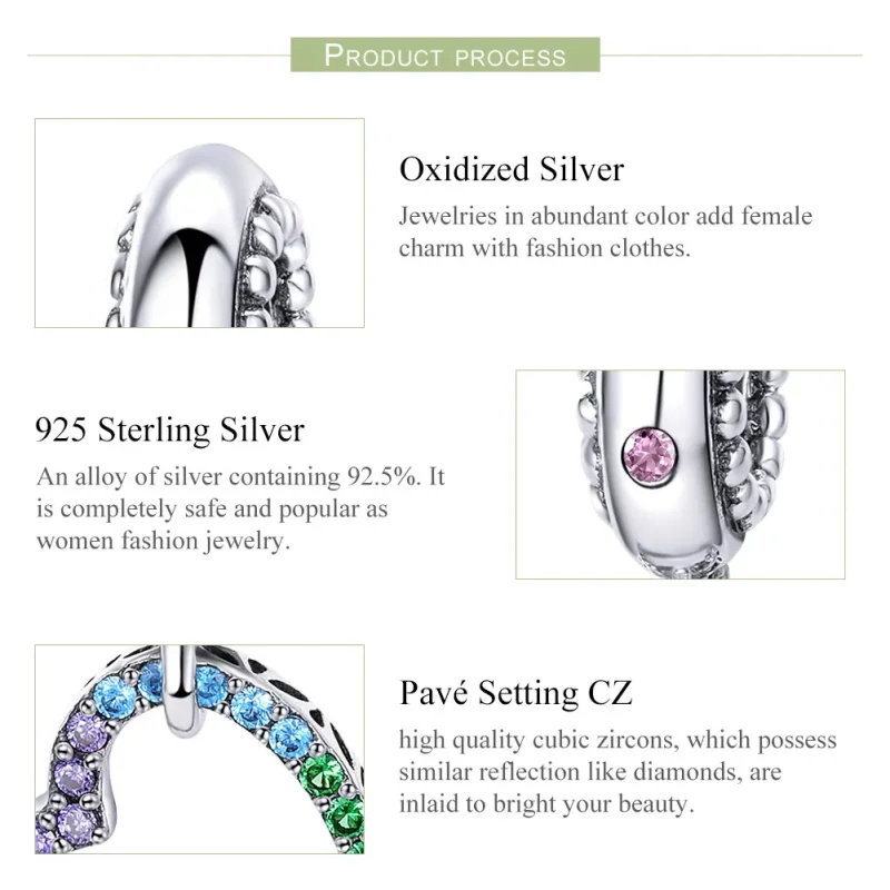 (image for) Pandora Style Silver Bangle Charm, Colorful Heart - SCC896 - View 7