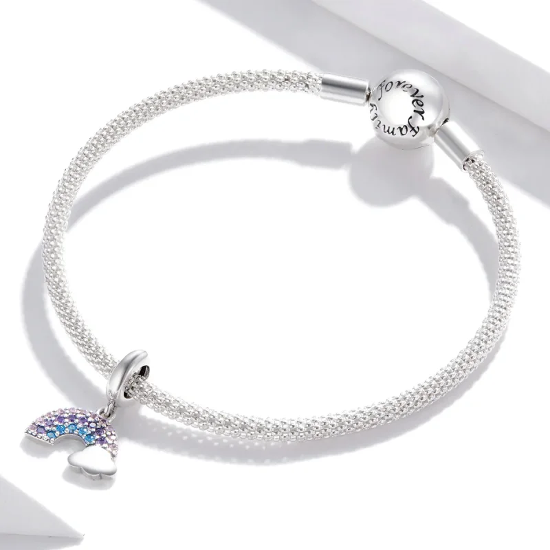 (image for) Pandora Style Silver Bangle Charm, Colorful Rainbow - SCC1625 - View 3