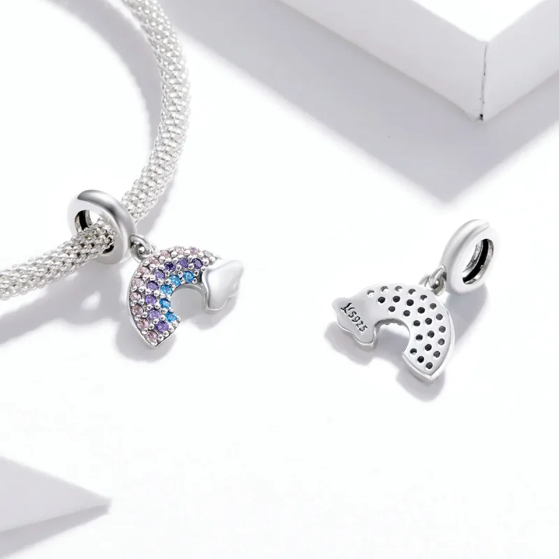 (image for) Pandora Style Silver Bangle Charm, Colorful Rainbow - SCC1625 - View 4