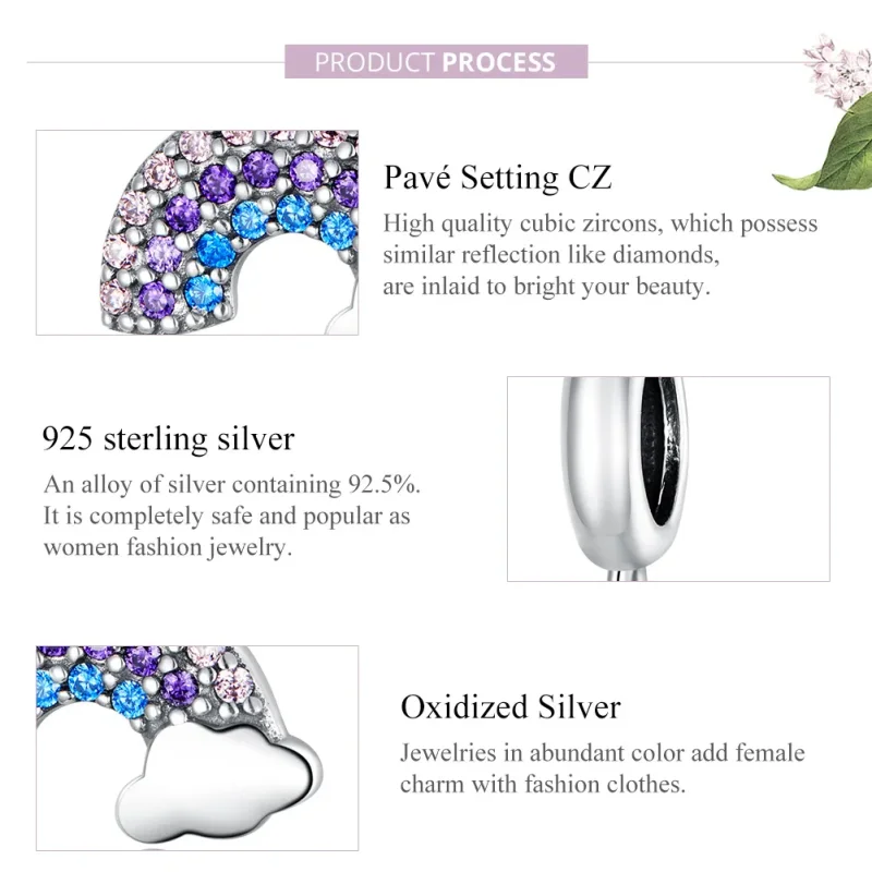 (image for) Pandora Style Silver Bangle Charm, Colorful Rainbow - SCC1625 - View 8