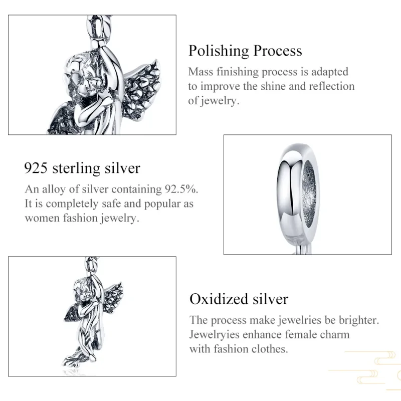 (image for) Pandora Style Silver Bangle Charm, Cupid - SCC1405 - View 6