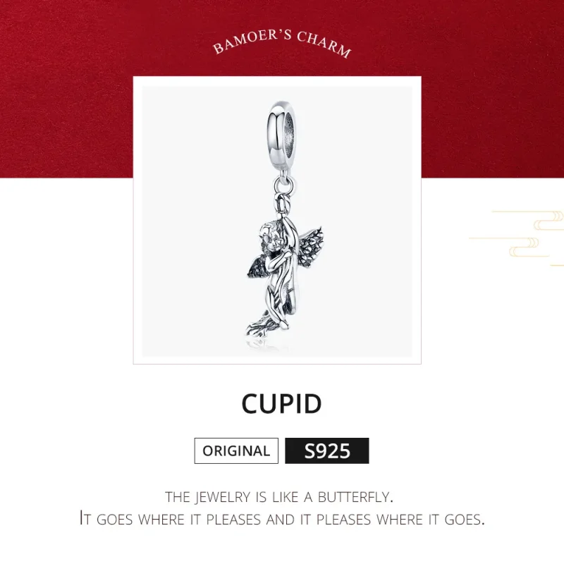(image for) Pandora Style Silver Bangle Charm, Cupid - SCC1405 - View 8