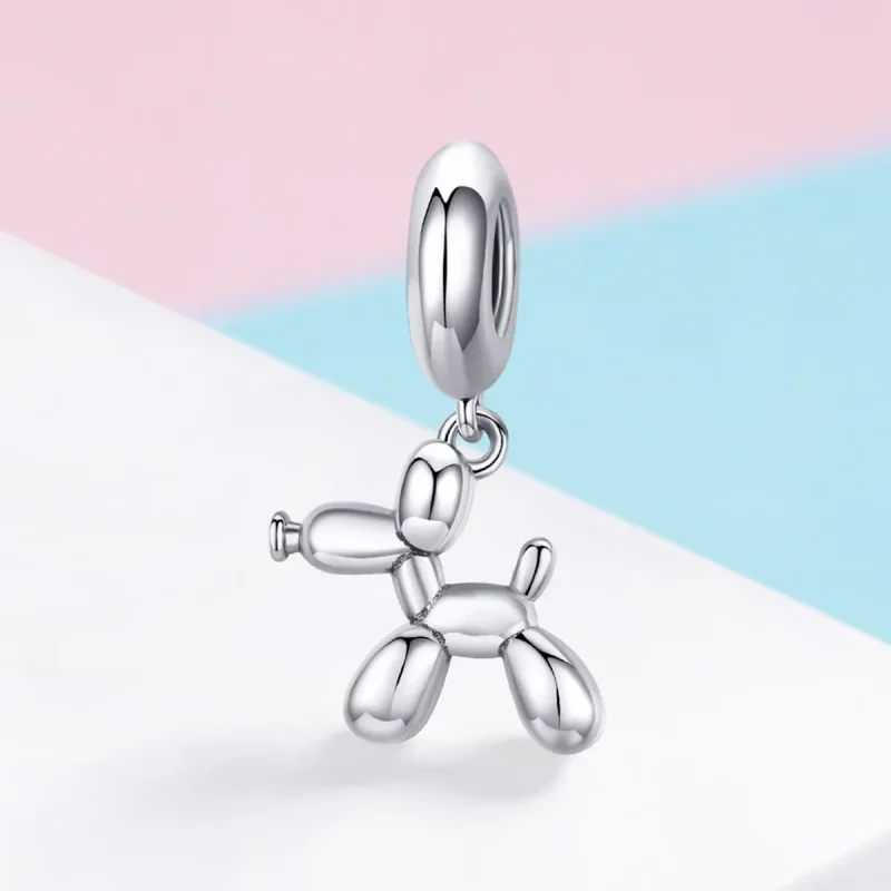 (image for) Pandora Style Silver Bangle Charm, Cute Balloon Dog - SCC981 - View 2
