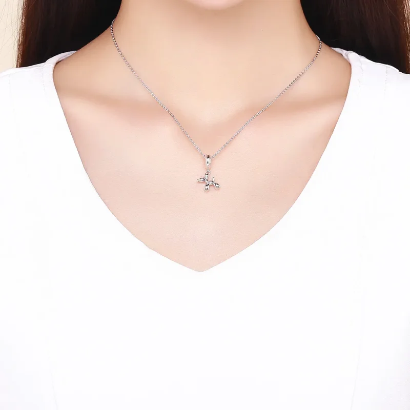 (image for) Pandora Style Silver Bangle Charm, Cute Balloon Dog - SCC981 - View 5