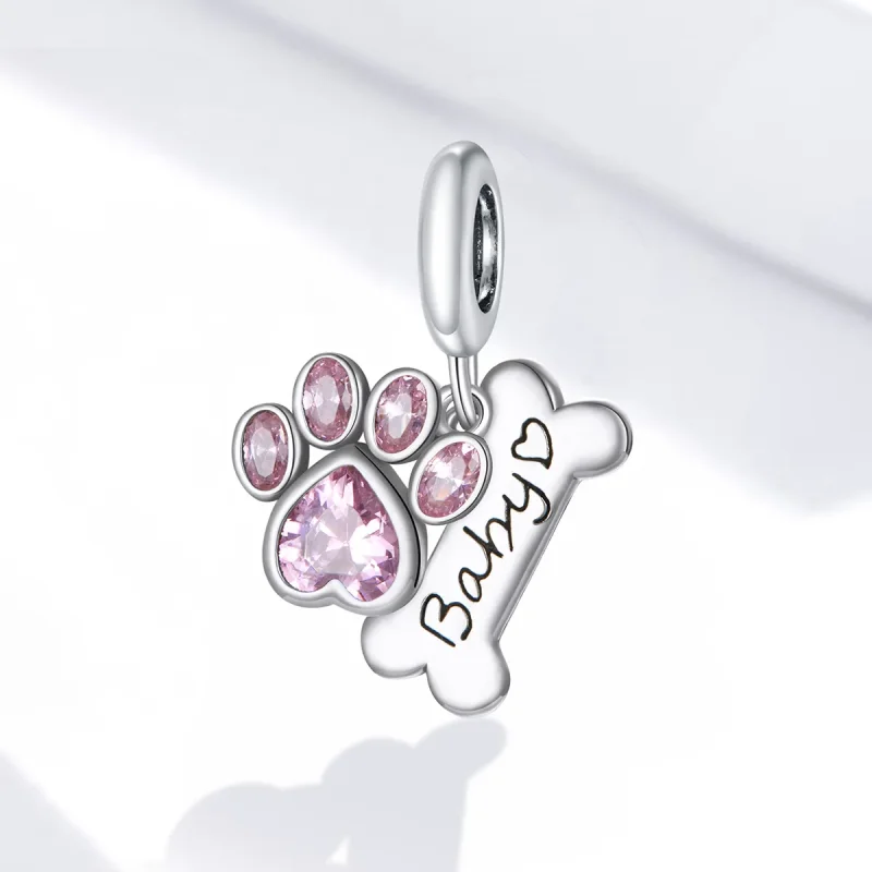(image for) Pandora Style Silver Bangle Charm, Cute Dog Paw - SCC1680 - View 2