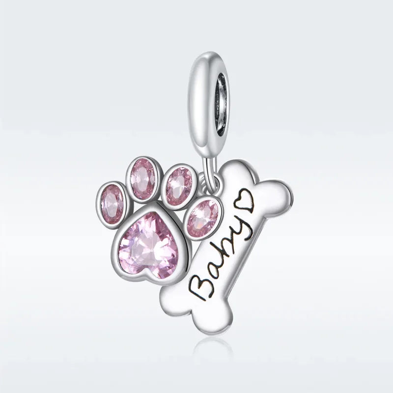(image for) Pandora Style Silver Bangle Charm, Cute Dog Paw - SCC1680 - View 5