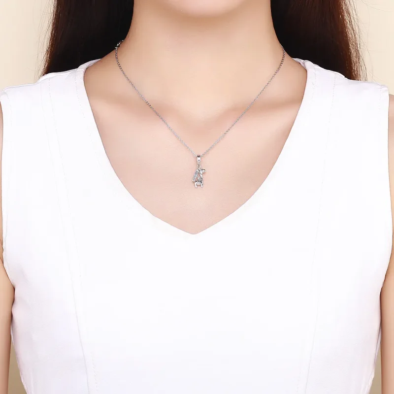 (image for) Pandora Style Silver Bangle Charm, Cute Giraffe - SCC976 - View 5