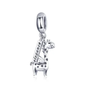 (image for) Pandora Style Silver Bangle Charm, Cute Giraffe - SCC976