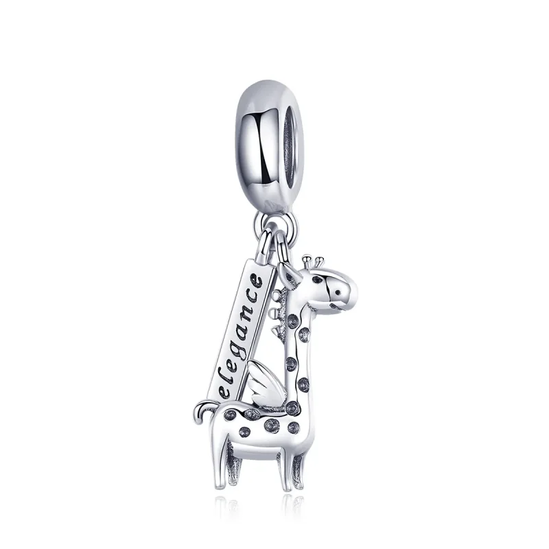 (image for) Pandora Style Silver Bangle Charm, Cute Giraffe - SCC976 - Product Image
