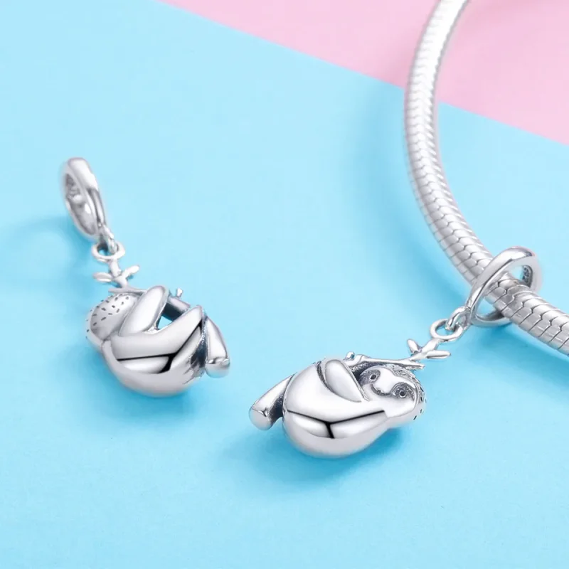 (image for) Pandora Style Silver Bangle Charm, Cute Sloth - SCC866 - View 3