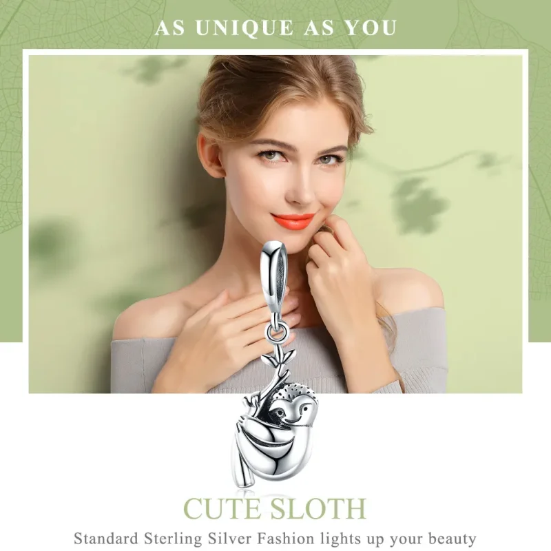(image for) Pandora Style Silver Bangle Charm, Cute Sloth - SCC866 - View 6