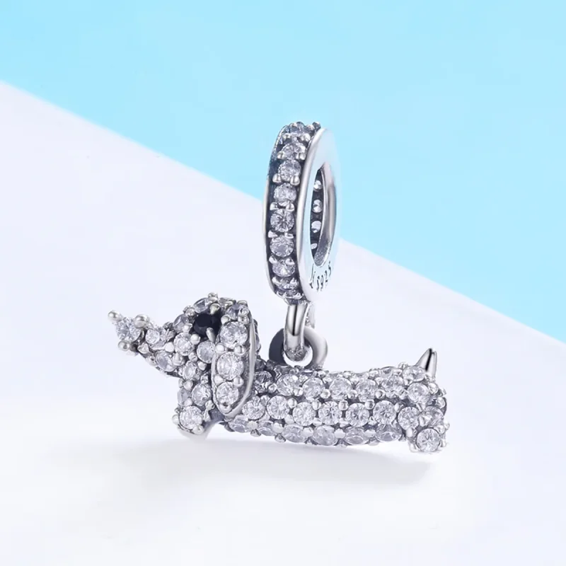 (image for) Pandora Style Silver Bangle Charm, Dachshund Sausage Dog - SCC709 - View 2