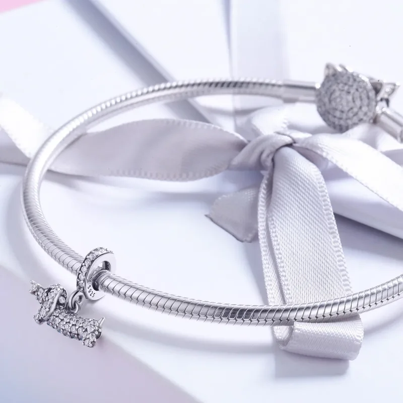 (image for) Pandora Style Silver Bangle Charm, Dachshund Sausage Dog - SCC709 - View 4