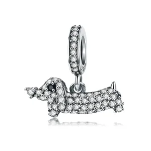 (image for) Pandora Style Silver Bangle Charm, Dachshund Sausage Dog - SCC709