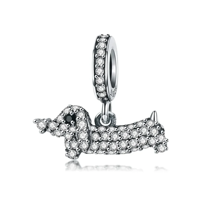 (image for) Pandora Style Silver Bangle Charm, Dachshund Sausage Dog - SCC709 - Product Image