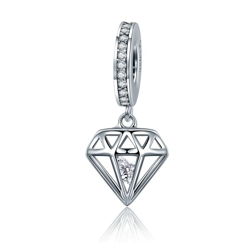 (image for) Pandora Style Silver Bangle Charm, Diamond - SCC186 - Product Image
