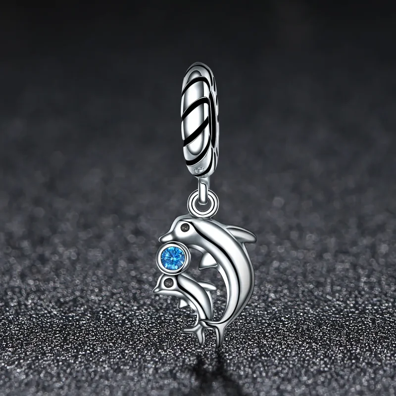 (image for) Pandora Style Silver Bangle Charm, Dolphin - SCC264 - View 2