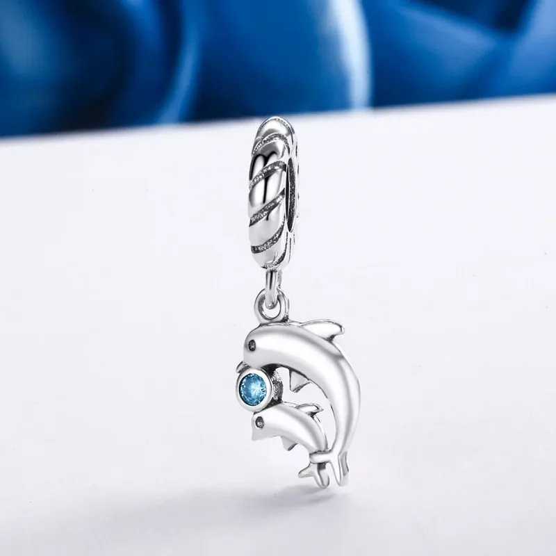 (image for) Pandora Style Silver Bangle Charm, Dolphin - SCC264 - View 3