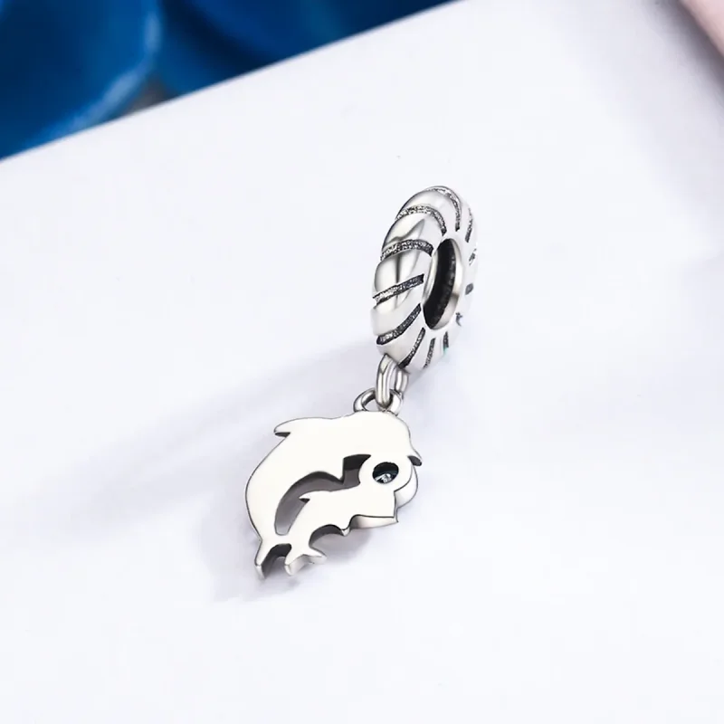 (image for) Pandora Style Silver Bangle Charm, Dolphin - SCC264 - View 4