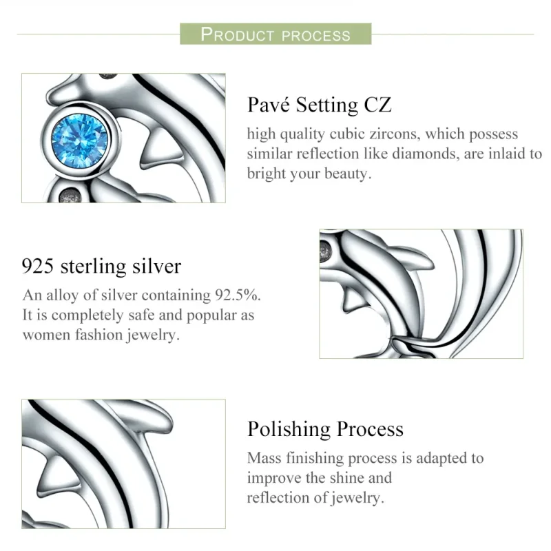 (image for) Pandora Style Silver Bangle Charm, Dolphin - SCC264 - View 6
